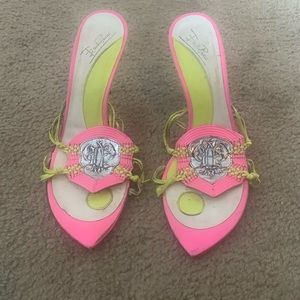 Emilio Pucci pink and lime green high heel sandals, size 39